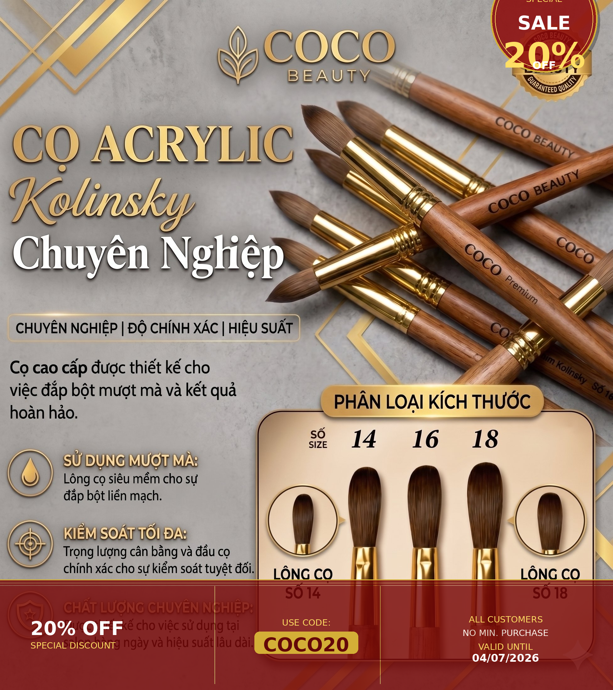 Acrylic Brush CocoBeauty Premium